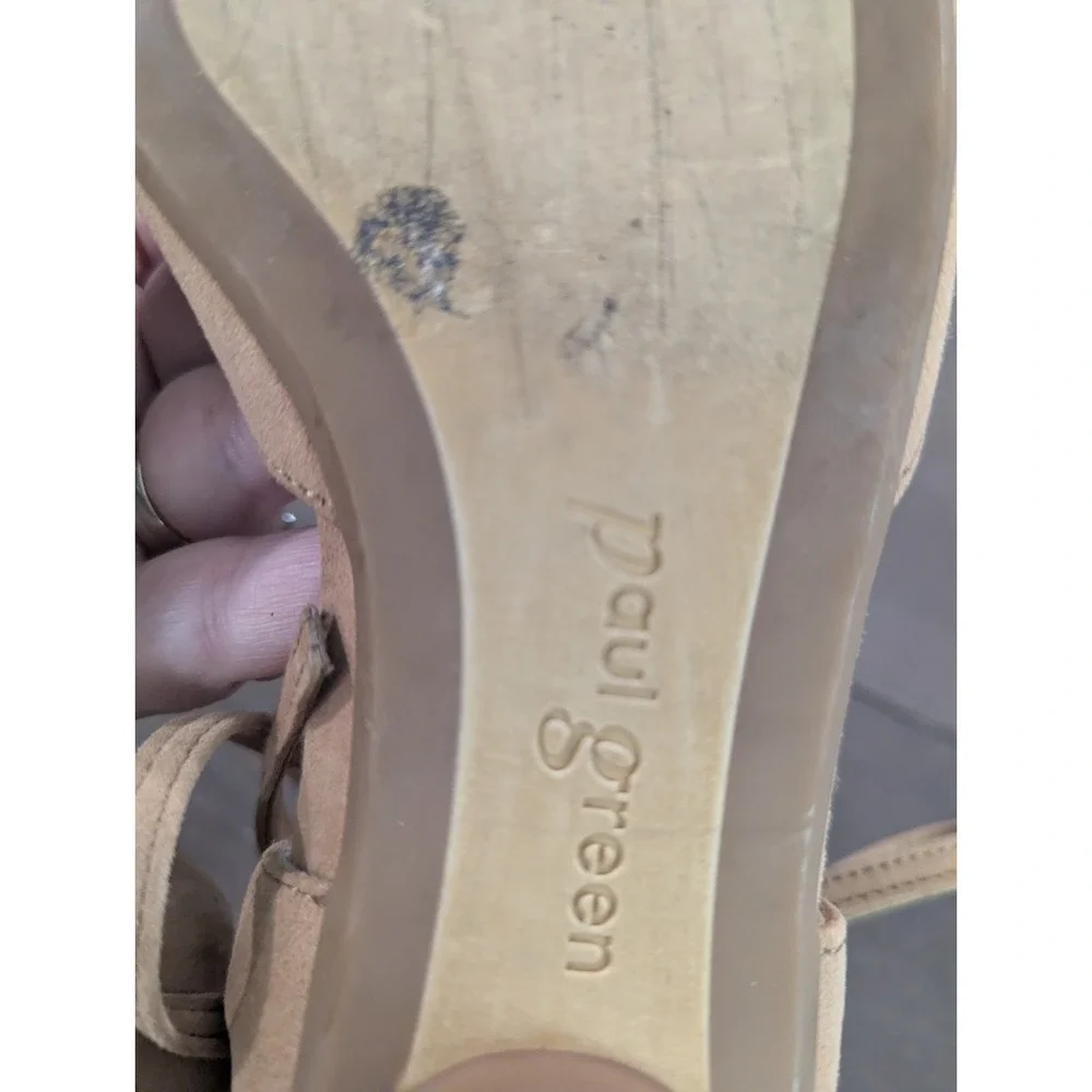 Paul Green LYDIA Beige Suede D'Orsay Ankle Wrap Ballet Flats Size 5